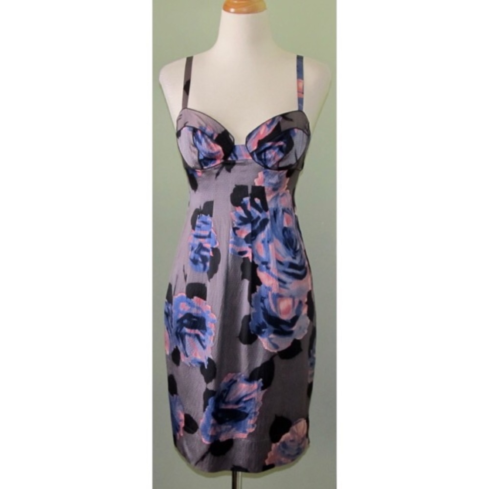 Rebecca Taylor silk Floral Bustier Dress 0 2 xs